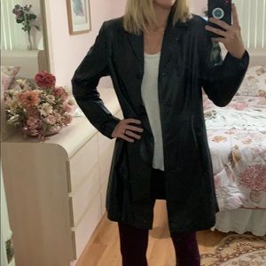 Danier Canada Leather Long Jacket EUC